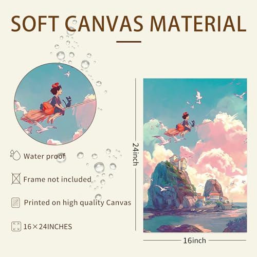 Thunwid Howls Moving Castle Poster Studio Ghibli Poster Anime Aesthetic Canvas Poster Wall Art Decor Print Picture for Living Room Decoration 16" x 24" Unframed