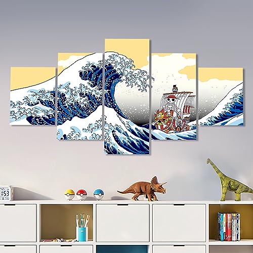 Thspinut Anime Poster Thousand Sunny Oda's Art Ukiyo-e Canvas HD Print Wall Art For Living Room Bedroom Office Decor Boy Gift, Unframed