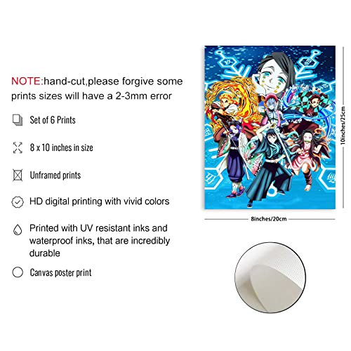 LYCZIPO Anime Poster - Japanese Anime Wall Art Poster - 8x10 Inches Unframed Set Of 6,HD Print Painting for Living Room,Home Bedroom Playroom Wall Decor.(6ds03)