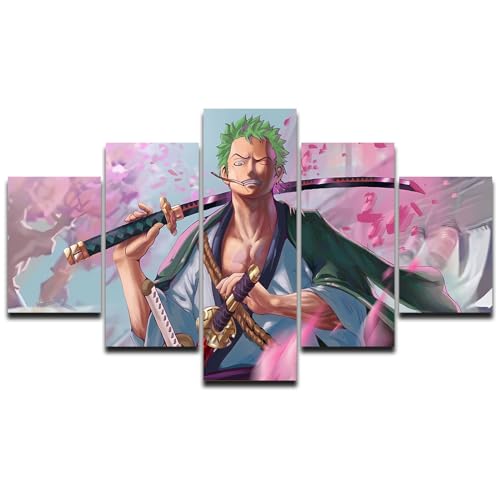 Anime One Piece Poster 5 Piece HD Print Japanese Canvas Wall Art for Living Room Home Decor Gifts Unframed