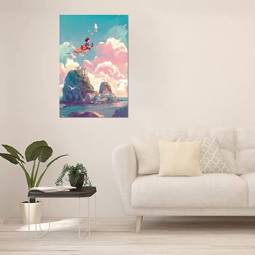 Thunwid Howls Moving Castle Poster Studio Ghibli Poster Anime Aesthetic Canvas Poster Wall Art Decor Print Picture for Living Room Decoration 16" x 24" Unframed