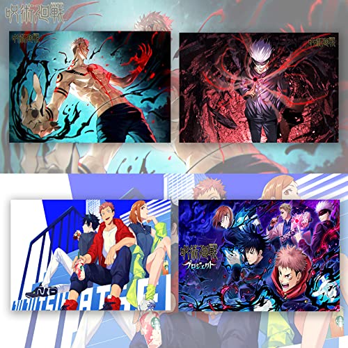 MiodiyaArt Anime Jujutsu Poster 12 Pcs (with 50 pcs Anime Kaisen Stickers) 16.5 x 11.5 inch Wall Decor Merch Art Prints HD Posters for Fans