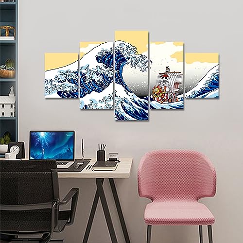 Thspinut Anime Poster Thousand Sunny Oda's Art Ukiyo-e Canvas HD Print Wall Art For Living Room Bedroom Office Decor Boy Gift, Unframed