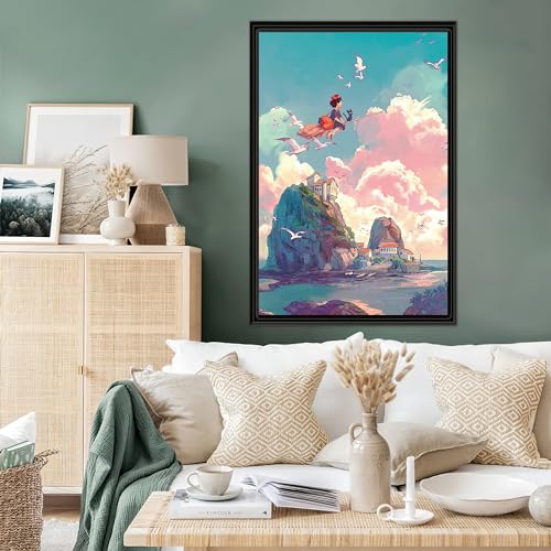 Thunwid Howls Moving Castle Poster Studio Ghibli Poster Anime Aesthetic Canvas Poster Wall Art Decor Print Picture for Living Room Decoration 16" x 24" Unframed