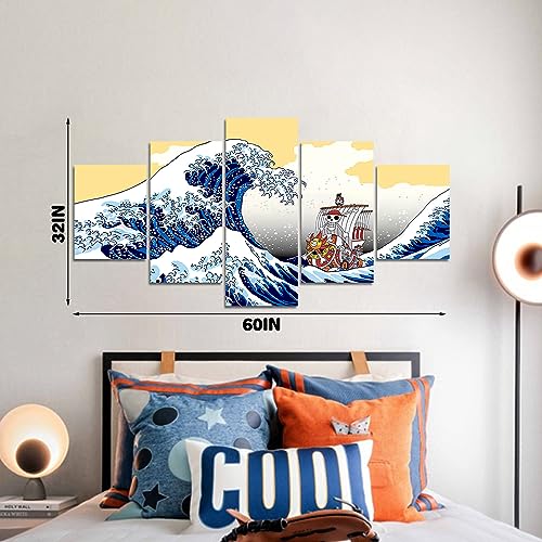 Thspinut Anime Poster Thousand Sunny Oda's Art Ukiyo-e Canvas HD Print Wall Art For Living Room Bedroom Office Decor Boy Gift, Unframed