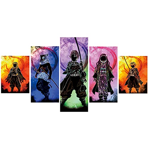 SEAREE Anime Poster, Japanese Anime Wall Art Posters, Anime Wall Decor, 5 Pcs HD Canvas Printing Posters for Living Room, Bedroom, Club Wall Art Decor, No Frame