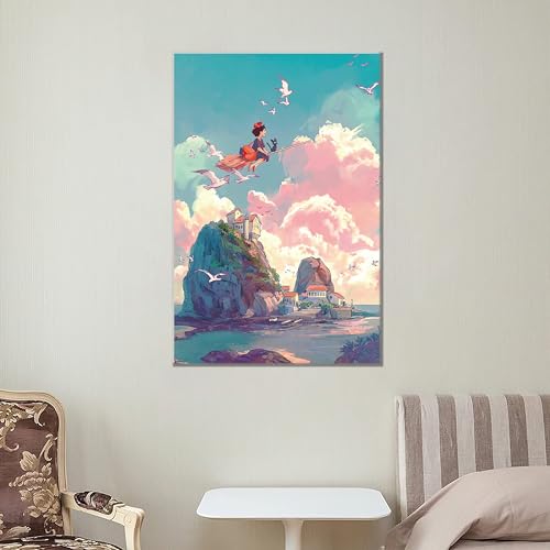 Thunwid Howls Moving Castle Poster Studio Ghibli Poster Anime Aesthetic Canvas Poster Wall Art Decor Print Picture for Living Room Decoration 16" x 24" Unframed