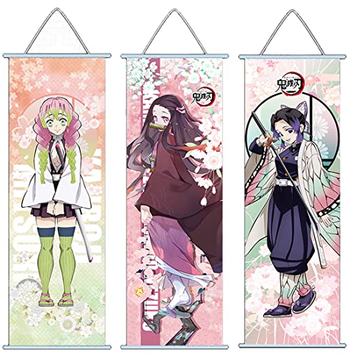 Japanese Anime Kamado Nezuko Tanjirou Cosplay Wall Scroll Poster Canvas Hanging Paintings For Indoor Decoration(one size,Multicolor)