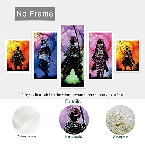 SEAREE Anime Poster, Japanese Anime Wall Art Posters, Anime Wall Decor, 5 Pcs HD Canvas Printing Posters for Living Room, Bedroom, Club Wall Art Decor, No Frame