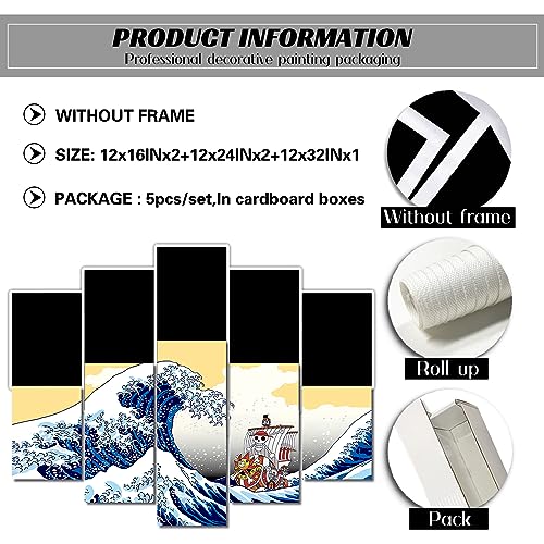 Thspinut Anime Poster Thousand Sunny Oda's Art Ukiyo-e Canvas HD Print Wall Art For Living Room Bedroom Office Decor Boy Gift, Unframed