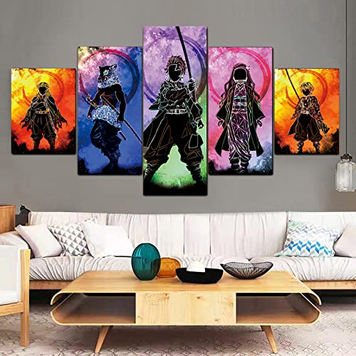 SEAREE Anime Poster, Japanese Anime Wall Art Posters, Anime Wall Decor, 5 Pcs HD Canvas Printing Posters for Living Room, Bedroom, Club Wall Art Decor, No Frame