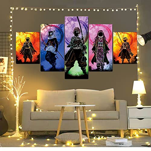 SEAREE Anime Poster, Japanese Anime Wall Art Posters, Anime Wall Decor, 5 Pcs HD Canvas Printing Posters for Living Room, Bedroom, Club Wall Art Decor, No Frame