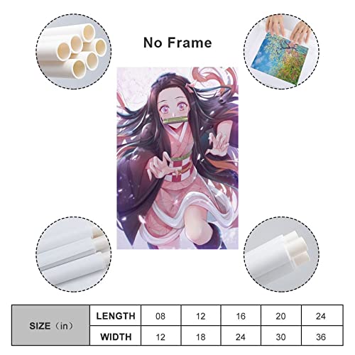 Anime Girls Posters-Kamado Nezuko Kawaii Posters Girls Room Dorm Apartment Game Decor Wall Art Wall Art Paintings Canvas Wall Decor Home Decor Living Room Decor Aesthetic 12x18inch(30x45cm) Unframe-