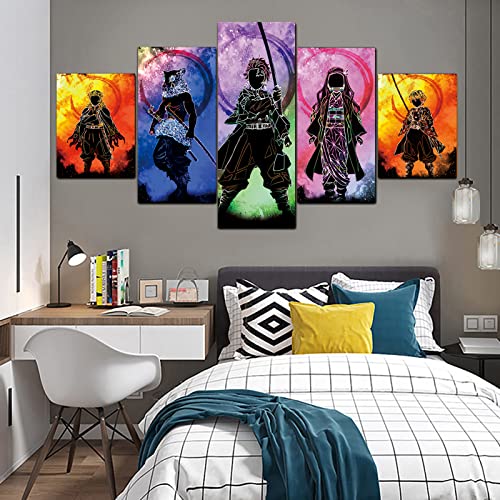 SEAREE Anime Poster, Japanese Anime Wall Art Posters, Anime Wall Decor, 5 Pcs HD Canvas Printing Posters for Living Room, Bedroom, Club Wall Art Decor, No Frame