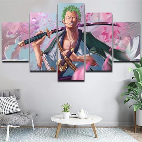 Anime One Piece Poster 5 Piece HD Print Japanese Canvas Wall Art for Living Room Home Decor Gifts Unframed
