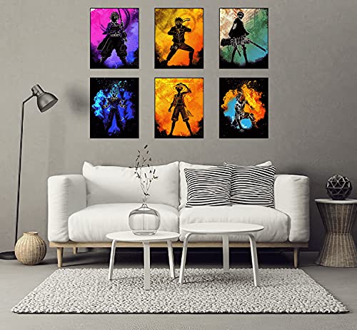MTEBOCC Anime Poster Pack Teens Posters Bedroom Art - Room Decor Give Boy Gifts Canvas Wall Art Paintings Canvas HD Picture prints Set of 6 Unframed 11X14in