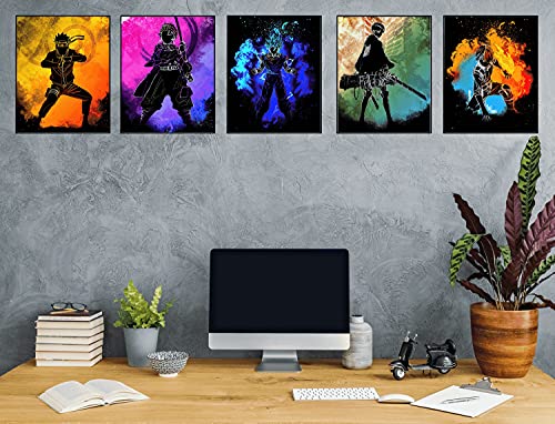 MTEBOCC Anime Poster Pack Teens Posters Bedroom Art - Room Decor Give Boy Gifts Canvas Wall Art Paintings Canvas HD Picture prints Set of 6 Unframed 11X14in