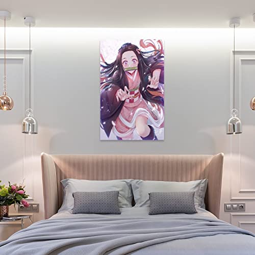 Anime Girls Posters-Kamado Nezuko Kawaii Posters Girls Room Dorm Apartment Game Decor Wall Art Wall Art Paintings Canvas Wall Decor Home Decor Living Room Decor Aesthetic 12x18inch(30x45cm) Unframe-