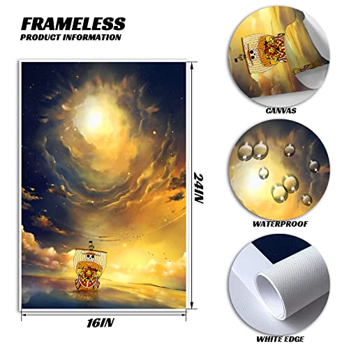 Anime Poster Thousand Sunny HD Print Canvas Painting Wall Art For Living Room Bedroom Office Decor 16x24inch, Unframed