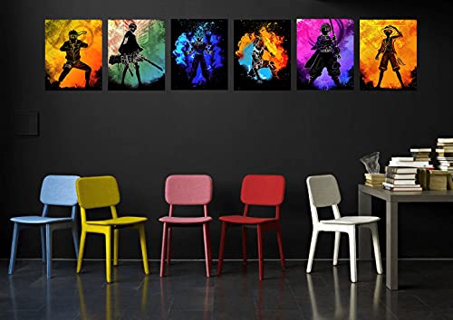 MTEBOCC Anime Poster Pack Teens Posters Bedroom Art - Room Decor Give Boy Gifts Canvas Wall Art Paintings Canvas HD Picture prints Set of 6 Unframed 11X14in