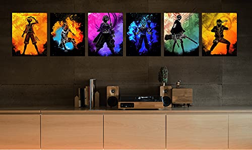 MTEBOCC Anime Poster Pack Teens Posters Bedroom Art - Room Decor Give Boy Gifts Canvas Wall Art Paintings Canvas HD Picture prints Set of 6 Unframed 11X14in