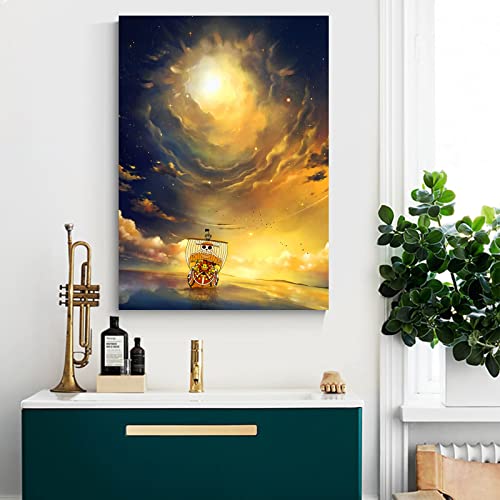 Anime Poster Thousand Sunny HD Print Canvas Painting Wall Art For Living Room Bedroom Office Decor 16x24inch, Unframed