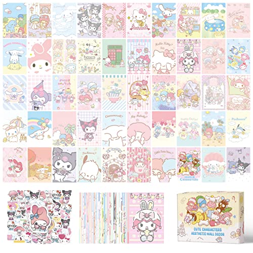 HODYUN 130PCS Anime Room Decor Set – 70 4x6 inch Colorful Dreamy Kawaii Posters, 60 Stickers & Exquisite Packaging Box – Perfect for Teens, Kids & Anime Fans