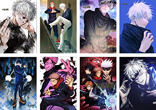FULFILWIN Jujutsu Kaisen Posters Japanese Anime Poster Art Prints for Home Wall Decor Decorative Poster for Children Bedroom Decoration, 11.5in x16.5in,Set of 8 PCS (Jujutsu Kaisen)