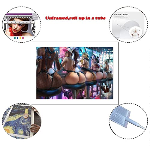 BUUTUUCE Butt Bunny Anime Girls Cleavage Fishnets Heels Leotard Canvas Art Poster and Wall Art Picture Print Modern Family bedroom Decor Posters 16x24inch(40x60cm)