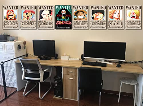 Anime OP Wanted Poster,New World Luffy Poster Straw Hat Pirates Wanted Posters,Poster Nami Posters Wall Collage Kit Wall Decor Art Print,Set of 8 pcs,11.5x16.5 inches for OP Fans