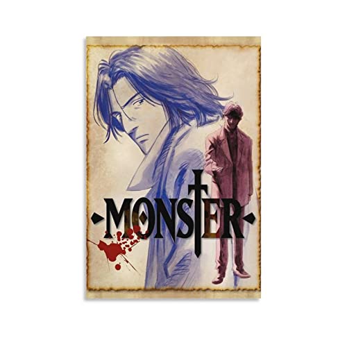 BISUE Monster Anime Poster Cartoon Classic Aesthetic Poster Decorative Painting Canvas Wall Art Living Room Posters Bedroom Painting 12x18inch(30x45cm)