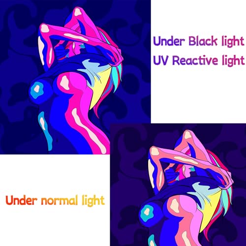 QGHOT Anime Girl Tapestries, Sexy Blacklight Trippy Tapestry for Adults Sex Art Wall Hanging Anime Naked Girl Sexy Posters Wall Tapestry for Adult Bedroom College Dorm Decor 60x50 in