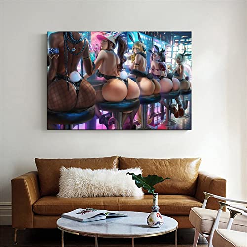 BUUTUUCE Butt Bunny Anime Girls Cleavage Fishnets Heels Leotard Canvas Art Poster and Wall Art Picture Print Modern Family bedroom Decor Posters 16x24inch(40x60cm)