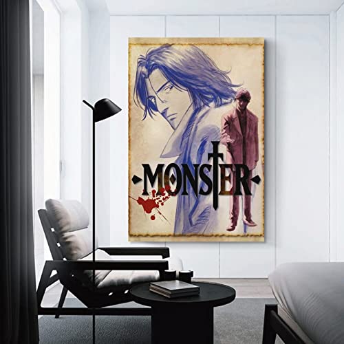 BISUE Monster Anime Poster Cartoon Classic Aesthetic Poster Decorative Painting Canvas Wall Art Living Room Posters Bedroom Painting 12x18inch(30x45cm)