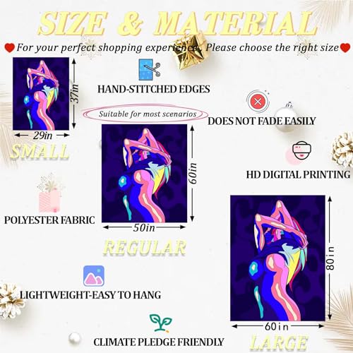 QGHOT Anime Girl Tapestries, Sexy Blacklight Trippy Tapestry for Adults Sex Art Wall Hanging Anime Naked Girl Sexy Posters Wall Tapestry for Adult Bedroom College Dorm Decor 60x50 in