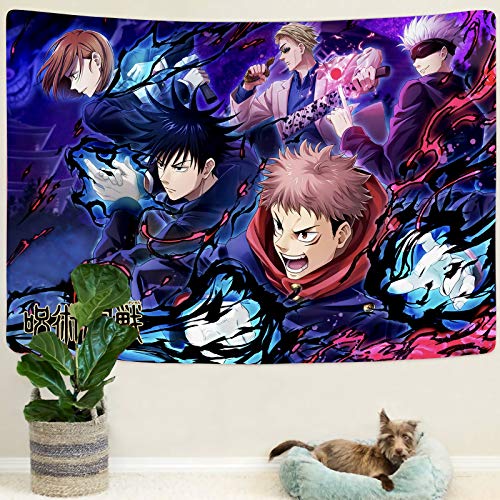 Timimo jujutsu kaisen Anime Tapestry - Gojou Poster - Roller Scroll - Jujutsu Large Background Wall For Bedroom, Bedroom Wall Art Decor 60x80 Inch Anime Poster