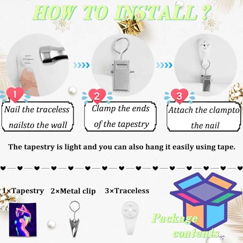 QGHOT Anime Girl Tapestries, Sexy Blacklight Trippy Tapestry for Adults Sex Art Wall Hanging Anime Naked Girl Sexy Posters Wall Tapestry for Adult Bedroom College Dorm Decor 60x50 in