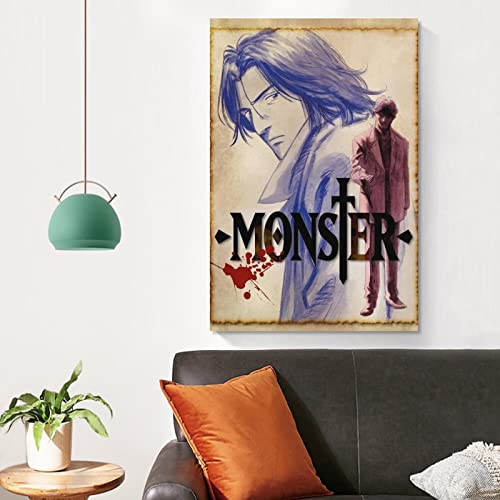 BISUE Monster Anime Poster Cartoon Classic Aesthetic Poster Decorative Painting Canvas Wall Art Living Room Posters Bedroom Painting 12x18inch(30x45cm)