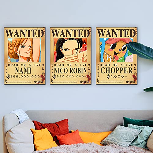 TYZZHOA 25PCS Anime [OP] Wanted Posters 30×21cm, New Bounty Edition, Straw Hat Pirates Crew Nika Luffy 3 Billion, Zoro, Sanji, [OP] Anime Gifts(Retro)