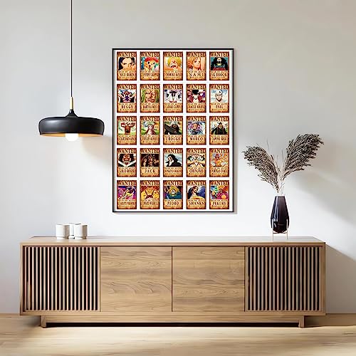 Set of 100 Anime One Piece Wanted Poster Postcards Luffy Zoro Sanji Nami Usopp Chopper Robin Franky Brook Wall Art Posters & Prints for Room Decor Aesthetic and Gifts (6×4 in)