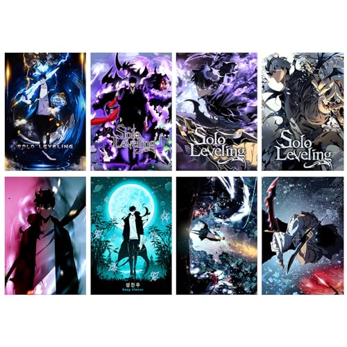 MiodiyaArt Anime Solo Poster Leveling 8 Pcs 16.5 x 11.5 inch Wall Decor Anime Merch Art Prints HD Posters for Fans