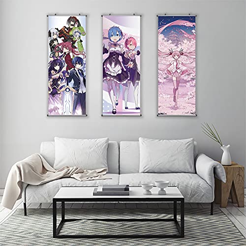 CosInStyle Anime Scroll Poster for Rem & for Ram - Fabric Prints 100 cm x 40 cm | Premium and Artistic Anime Theme Gift | Japanese Manga Hanging Wall Art Room Decor