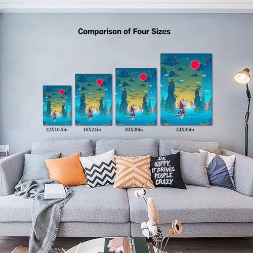 Anime One Piece Poster Thousand Sunny Japanese Anime Canvas Wall Art for Living Room Bedroom Aesthetic Decor Prints,16x24inch,Unframed