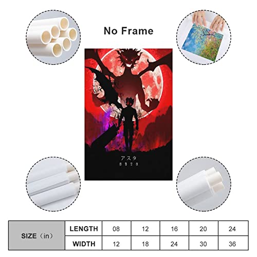 Black Clovers Anime Posters Cool Posters Boys Girls Room Dorm Aesthetic Decor Wall Art Wall Art Paintings Canvas Wall Decor Home Decor Living Room Decor Aesthetic 16x24inch(40x60cm) Unframe-style