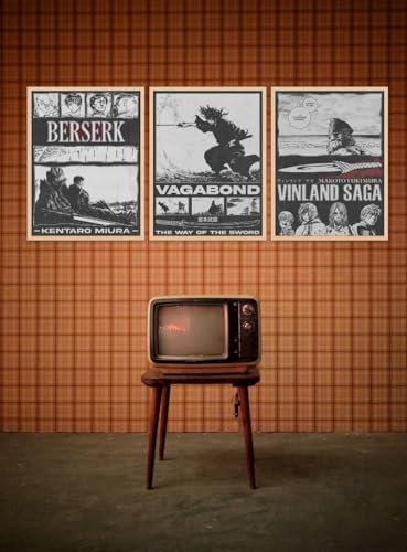 Ouroboros Art & Design - Berserk Vagabond Vinland Saga Anime Posters - 3 Pieces - 12x16'' Inch - Unframed