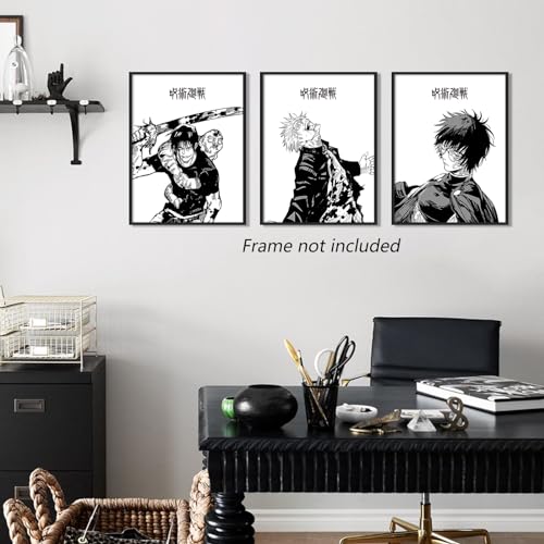 Hannahcos 3 Piece Japanese Anime Poster, Canvas Wall Art, Manga Art Kinji Hakari Print Painting for Room Decor Anime Artwork Fan Gift 12x16in Unframed
