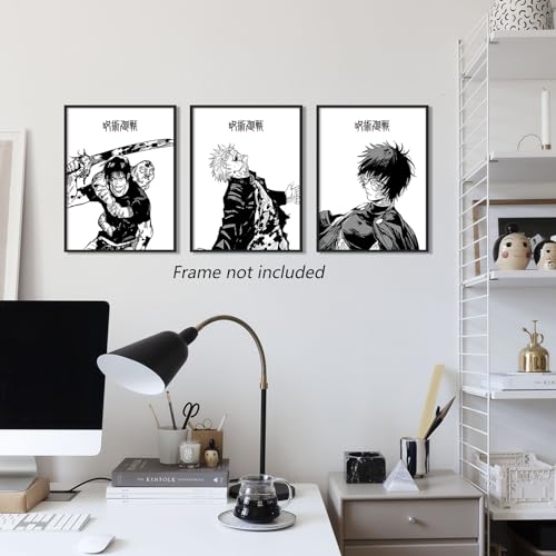 Hannahcos 3 Piece Japanese Anime Poster, Canvas Wall Art, Manga Art Kinji Hakari Print Painting for Room Decor Anime Artwork Fan Gift 12x16in Unframed