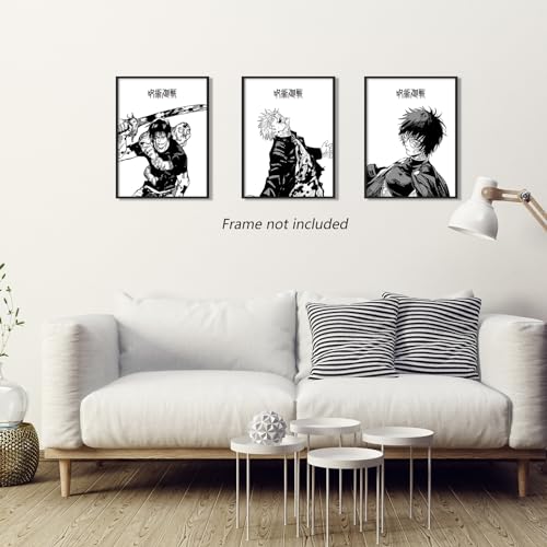 Hannahcos 3 Piece Japanese Anime Poster, Canvas Wall Art, Manga Art Kinji Hakari Print Painting for Room Decor Anime Artwork Fan Gift 12x16in Unframed