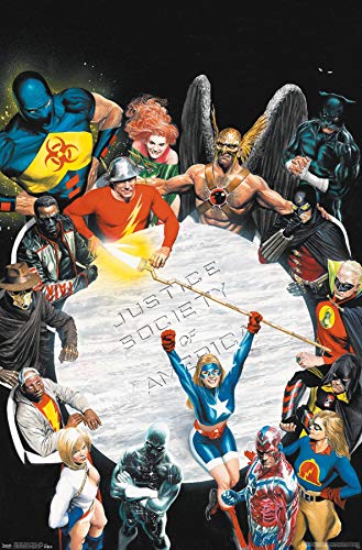 Trends International DC Comics - The Justice Society of America - Table Meeting Wall Poster, 22.375" x 34", Premium Unframed Version