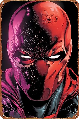 Red Hood Comic Poster Metal Tin Sign Wall Decor Signs,Retro Art Decor Metal Plaque Art 8x12 Inch